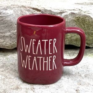 Rae Dunn SWEATER WEATHER Burgundy Fall Mug